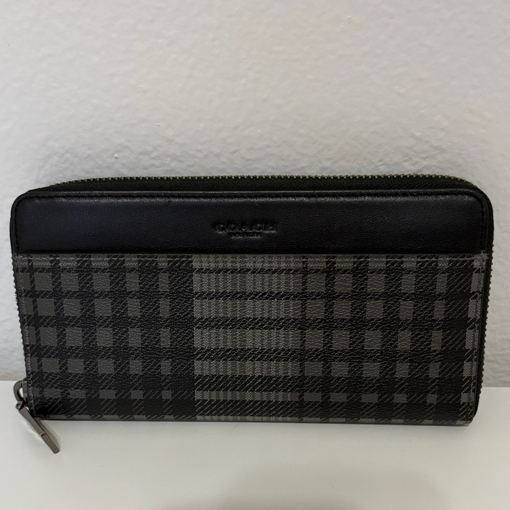 Coach Plaid Black and Gray Men's Wallet